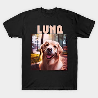 LUNA, bootleg,  golden retriever puppy design for dog lovers T-Shirt